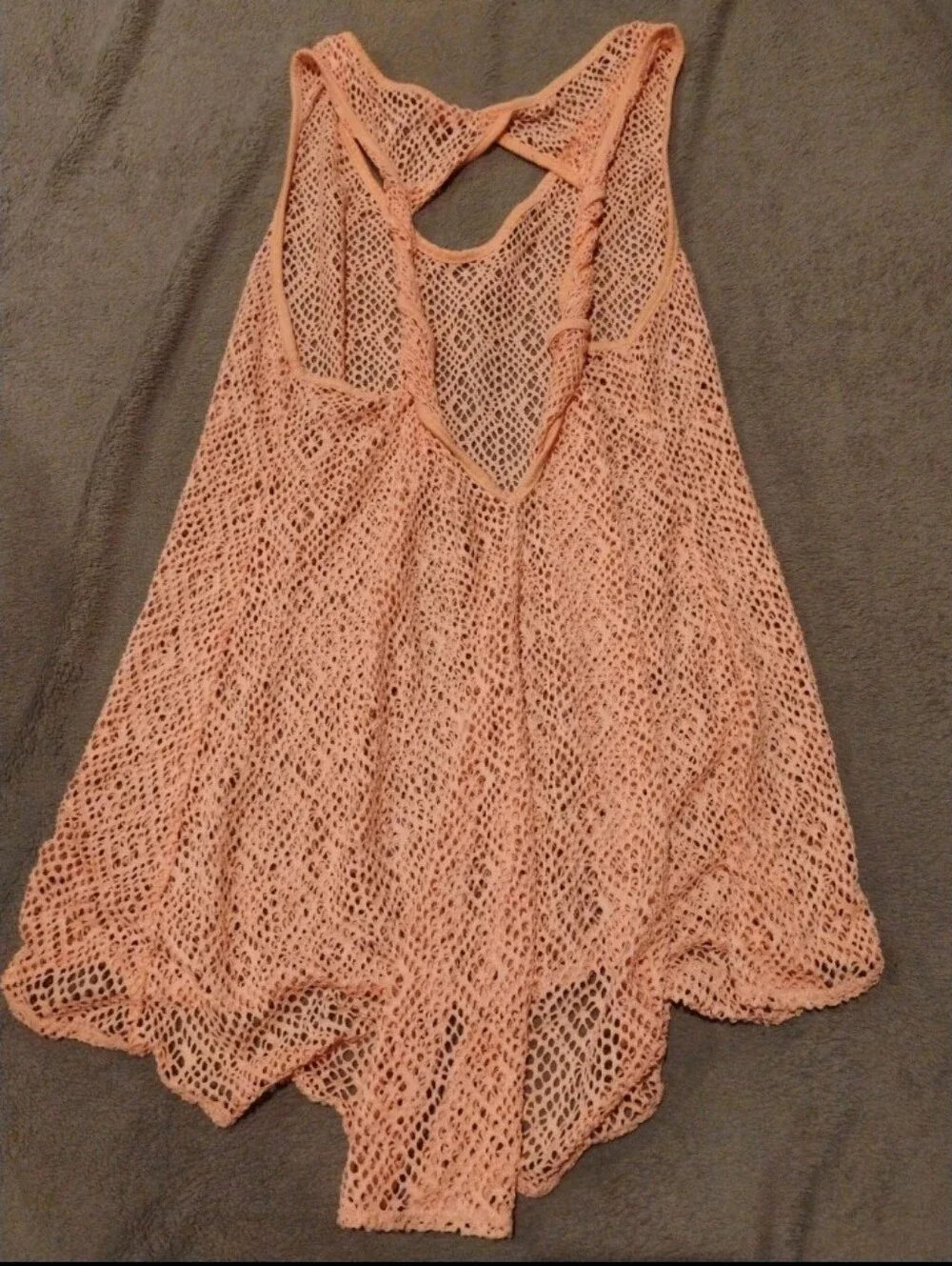 OP Ocean Pacific Peach Open Fishnet Knit Swimsuit Cover Up Dress - XL (15-17)